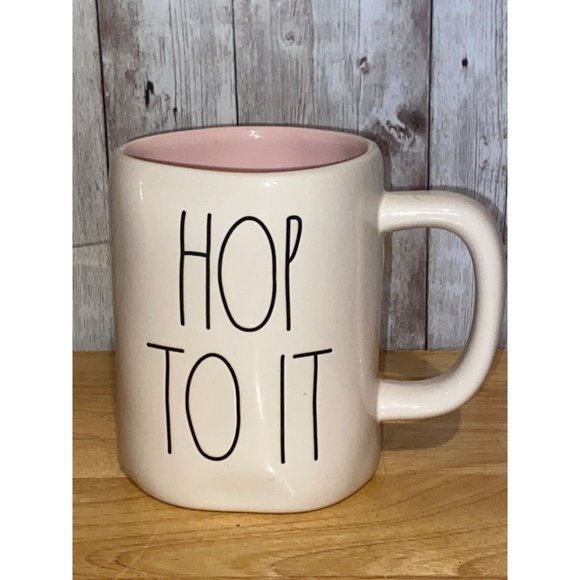 Rae Dunn By Magenta Ceramic HOP TO IT Pink Interior Coffee Tea Mug Cup Easter - Picture 1 of 7